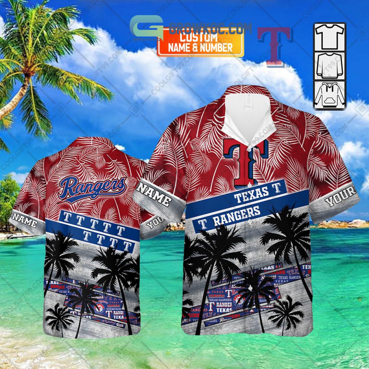 Texas Rangers MLB Personalized Button Up Hawaiian Shirt For Mens Womens - T- shirts Low Price