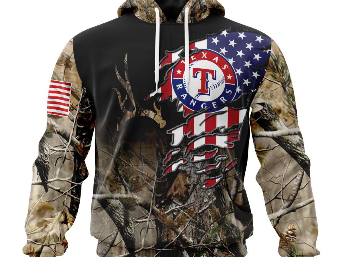 Texas Rangers MLB Special Camo Realtree Hunting Hoodie T Shirt - Growkoc