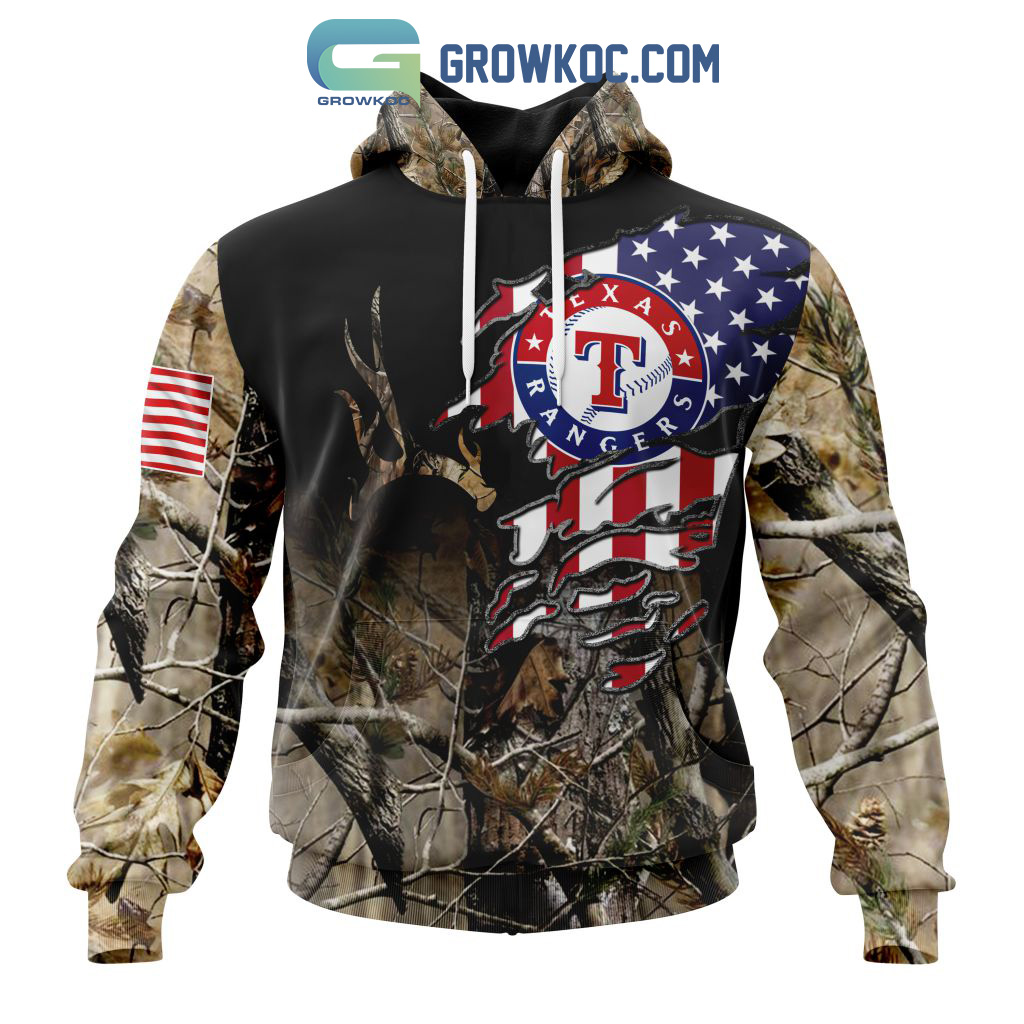 Texas Rangers MLB Special Camo Realtree Hunting Hoodie T Shirt - Growkoc