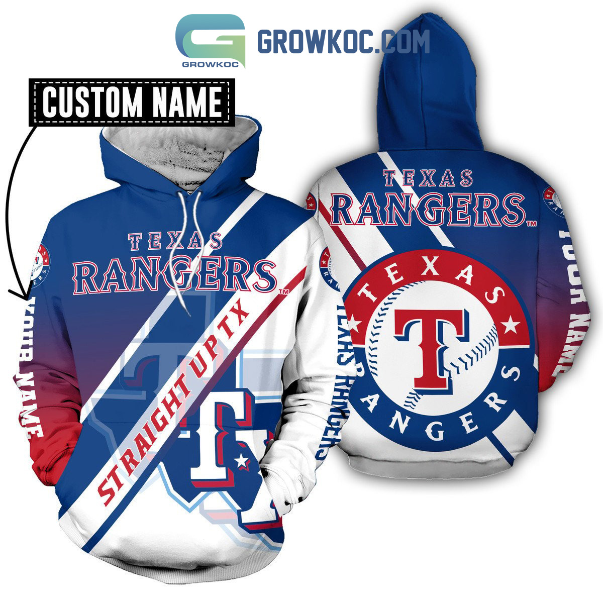 Texas Rangers Straight Up TX Personalized Hoodie Leggings Set