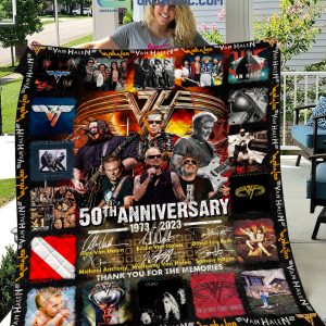 Van Halen 50th Anniversary 1973 2023 Memories Fleece Blanket Quilt