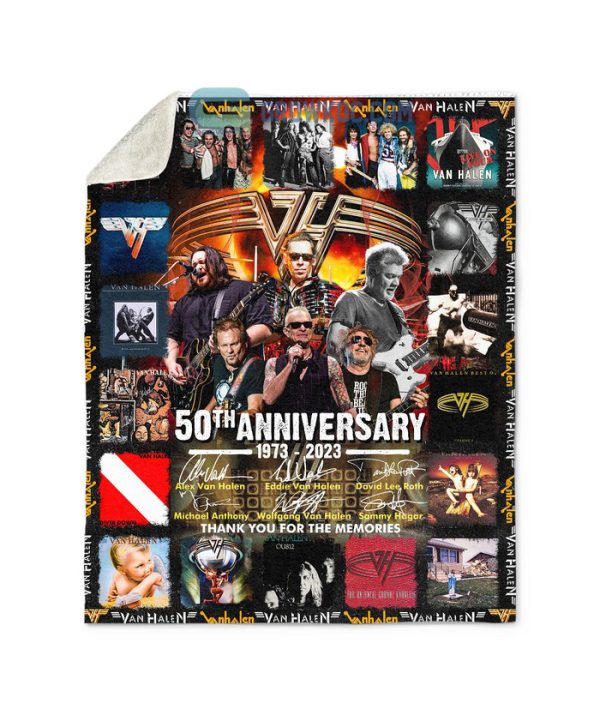 Van Halen 50th Anniversary 1973 2023 Memories Fleece Blanket Quilt