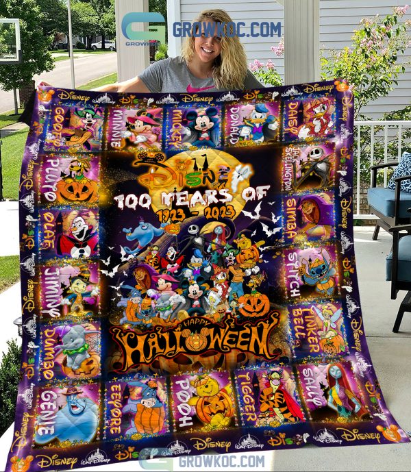 Walt Disney 100 Years 1923 2023 Happy Halloween Fleece Blanket Quilt