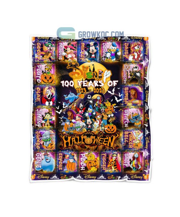 Walt Disney 100 Years 1923 2023 Happy Halloween Fleece Blanket Quilt