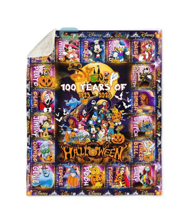 Walt Disney 100 Years 1923 2023 Happy Halloween Fleece Blanket Quilt