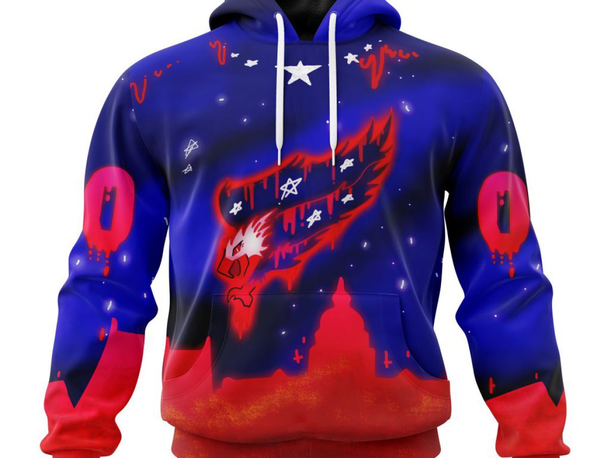 Red White & Blue Washington Capitals NHL National Hockey League Pull Over  Hoodie