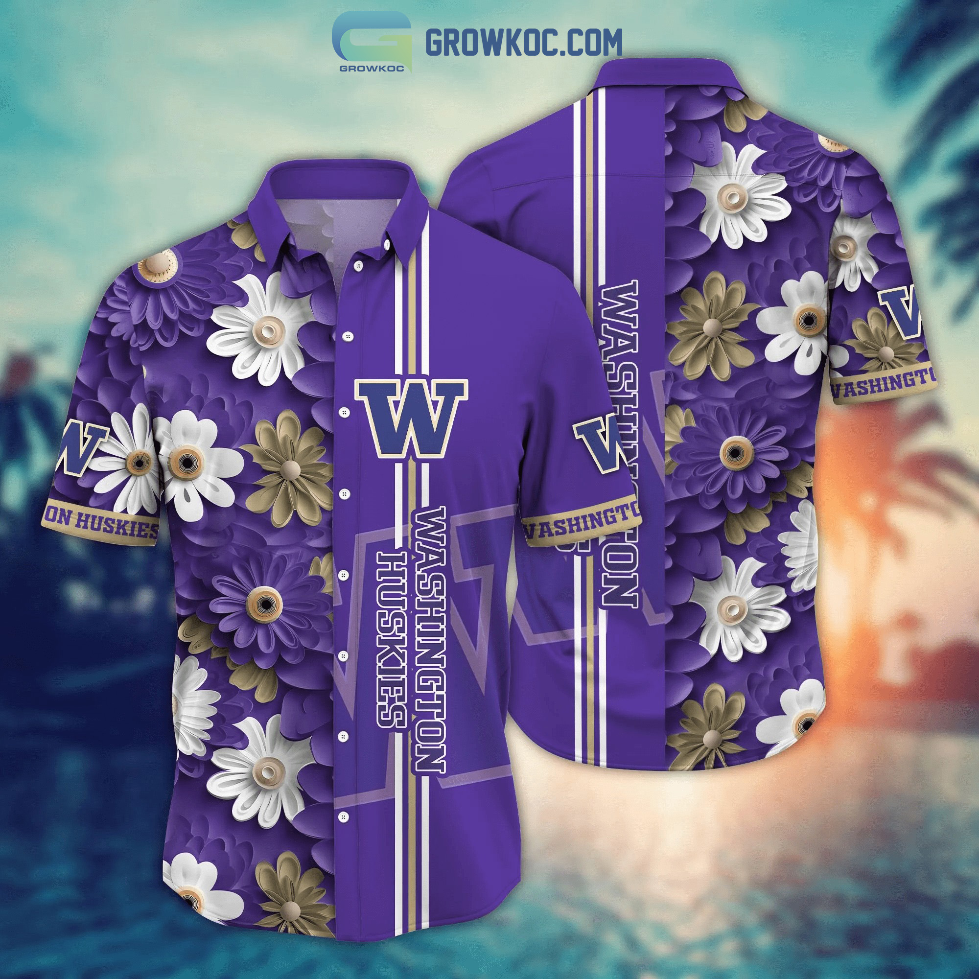 Detroit Lions Skull Flower Hawaiian Shirt - Growkoc