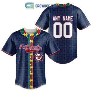 Washington Nationals MLB Fearless Against Autism Personalized Baseball Jersey