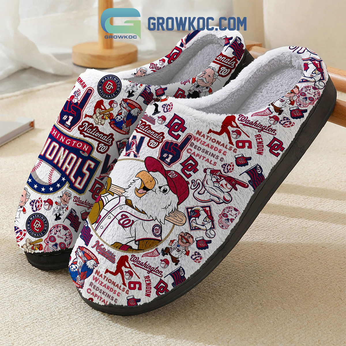 Washington Nationals Wizards Redskins And Capitals House Slippers