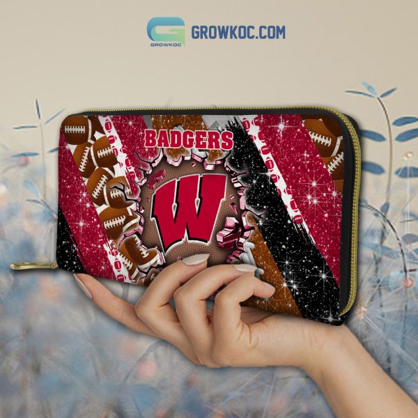 Wisconsin Badgers Personalized Diamond Design Women Handbags and Woman Purse Wallet