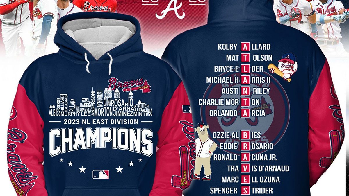 Atlanta Braves National League East Champions CUSTOM Hoodie -   Worldwide Shipping
