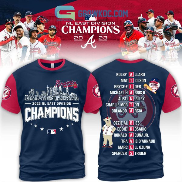 2023 NL East Division Champions Atlanta Braves MLB Navy Red Design Hoodie T Shirt
