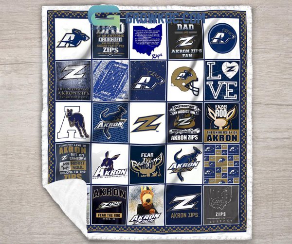 Akron Zips football NCAA Collection Design Fleece Blanket Quilt