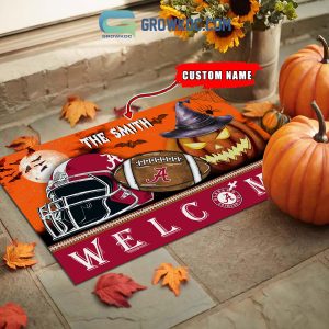 Alabama Crimson Tide NCAA Football Welcome Halloween Personalized Doormat
