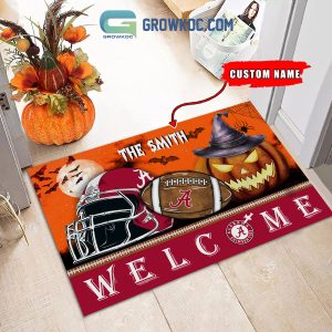 Alabama Crimson Tide NCAA Football Welcome Halloween Personalized Doormat