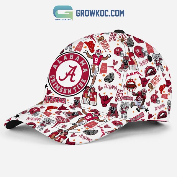 Alabama Crimson Tide White Red Art Design Cap