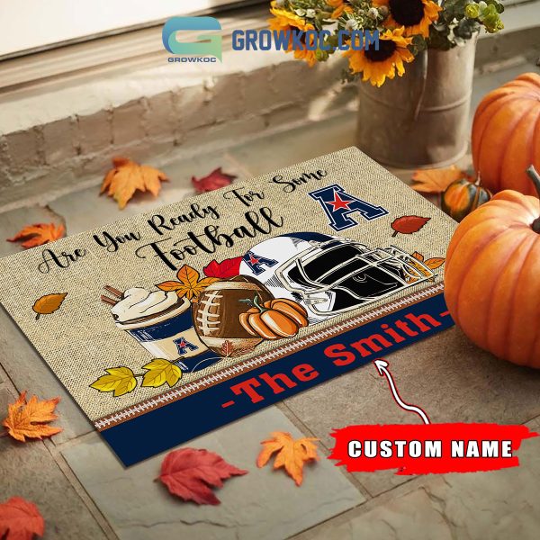 American Athletic Conference NCAA Fall Pumpkin Are You Ready For Some Football Personalized Doormat