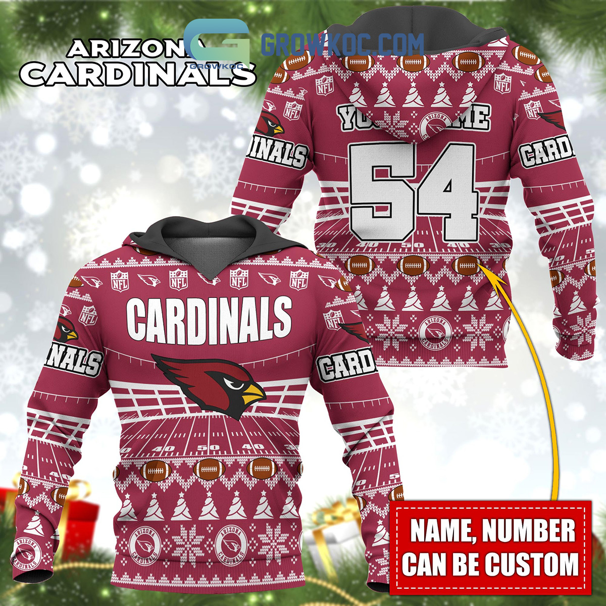 Arizona Cardinals Personalized Name And Number NFL 3D