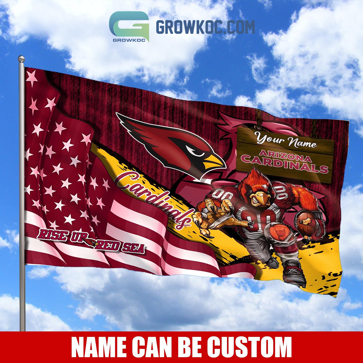 Arizona Cardinals NFL Mascot Slogan American House Garden Flag - Growkoc