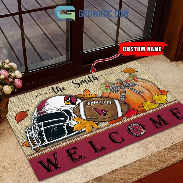 Arizona Cardinals NFL Welcome Fall Pumpkin Personalized Doormat