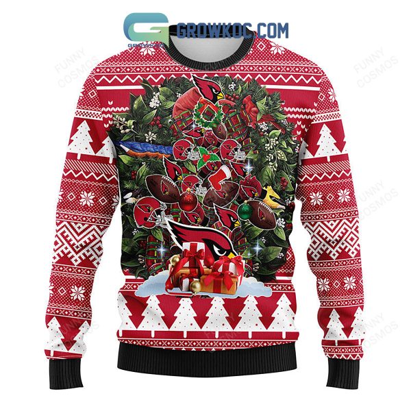 Arizona Cardinals Pine Tree Ugly Christmas Fleece Sweater