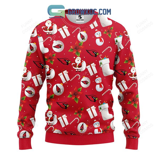 Arizona Cardinals Santa Claus Snowman Christmas Ugly Sweater