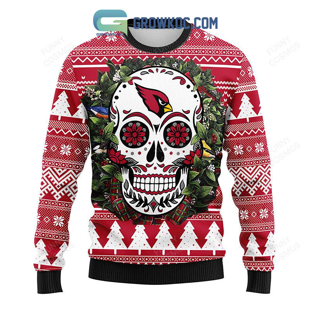 Arizona Cardinals Sugar Skull Nfl Hawaiian Shirt For Fans-1