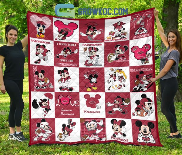 Arkansas Razorbacks NCAA Mickey Disney Fleece Blanket Quilt