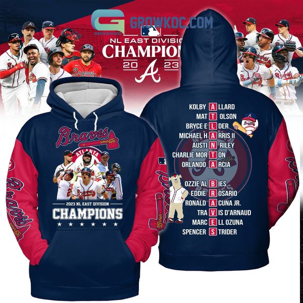 Atlanta Braves 2023 NL East Division Champions Navy Red Design Hoodie T Shirt