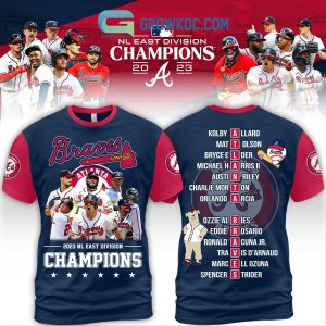 Atlanta Braves 2023 NL East Division Champions Navy Red Design Hoodie T Shirt