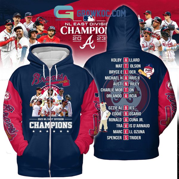 Atlanta Braves 2023 NL East Division Champions Navy Red Design Hoodie T Shirt