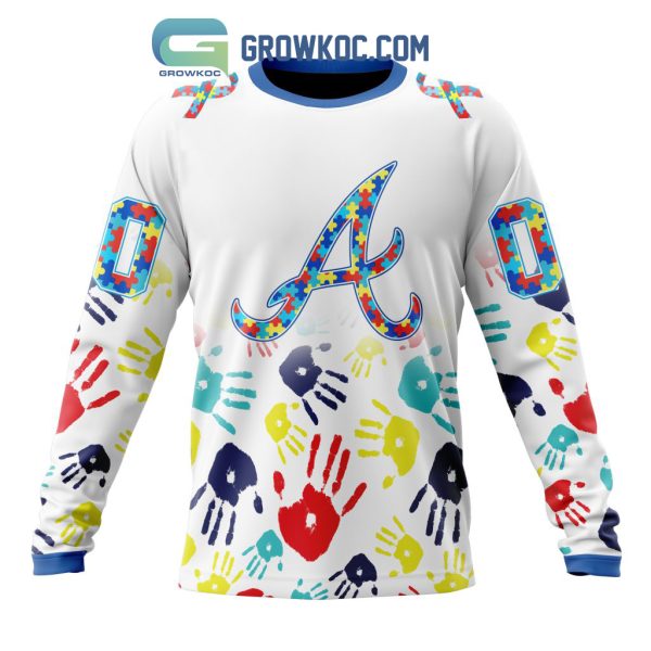 Atlanta Braves MLB Autism Awareness Hand Design Personalized Hoodie T Shirt