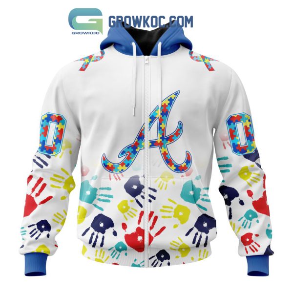 Atlanta Braves MLB Autism Awareness Hand Design Personalized Hoodie T Shirt