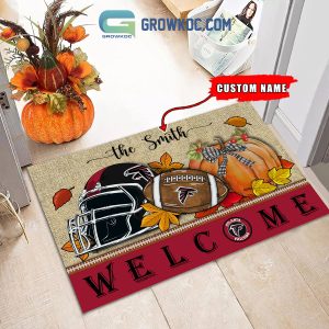 Atlanta Falcons NFL Welcome Fall Pumpkin Personalized Doormat