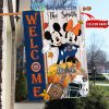 Arkansas Razorbacks NCAA Disney Mickey Minnie Welcome Fall Pumpkin Personalized House Garden Flag