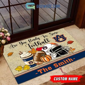 Auburn Tigers NCAA Fall Pumpkin Are You Ready For Some Football Personalized Doormat