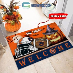 Auburn Tigers NCAA Football Welcome Halloween Personalized Doormat