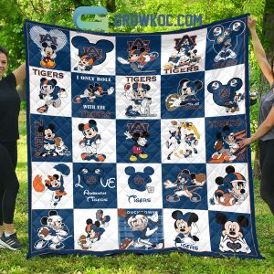 Auburn Tigers NCAA Mickey Disney Fleece Blanket Quilt