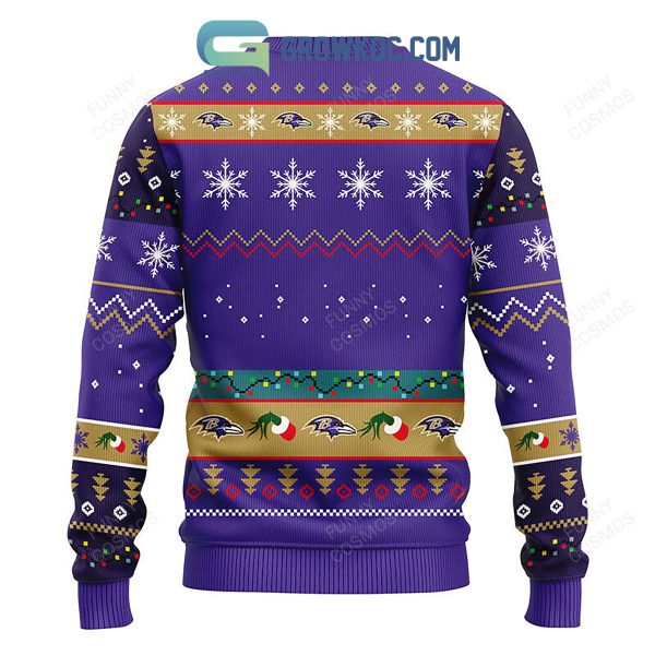 Baltimore Ravens 12 Grinch Xmas Day Christmas Ugly Sweater