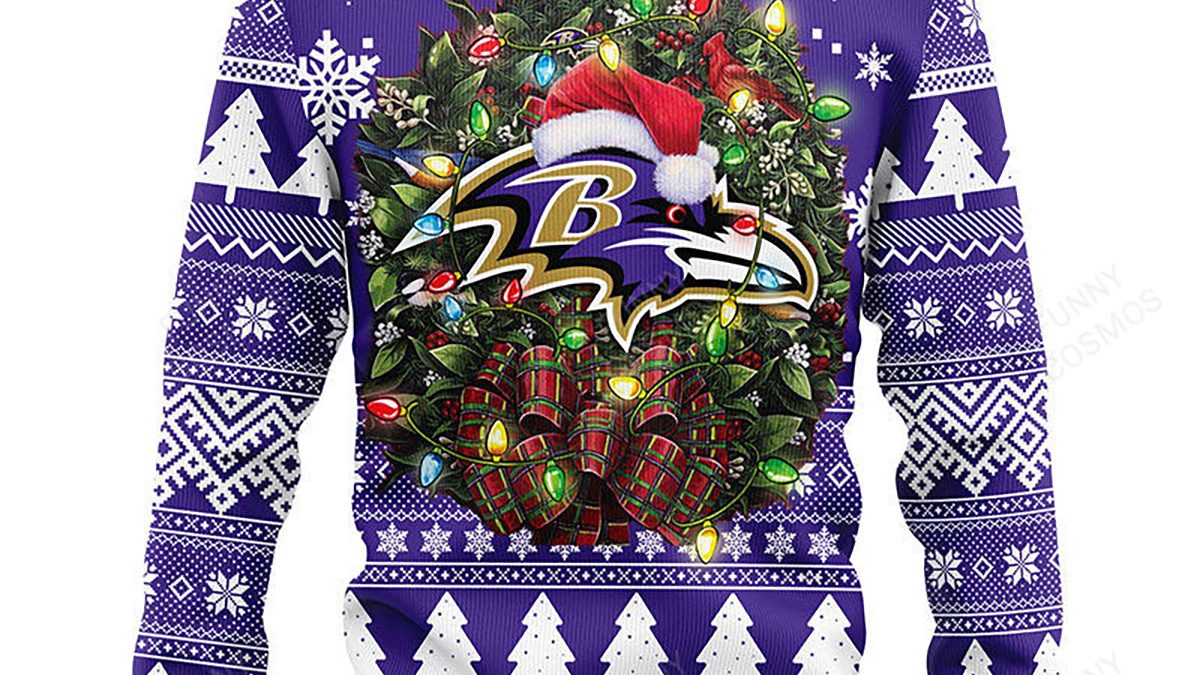 Baltimore Ravens Big Logo Women's V-Neck Ugly Sweater - CLARKtoys