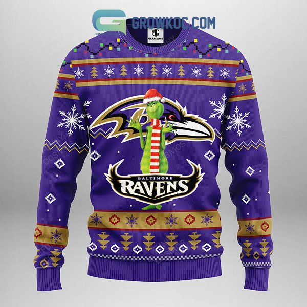 Baltimore Ravens Funny Grinch Christmas Ugly Sweater