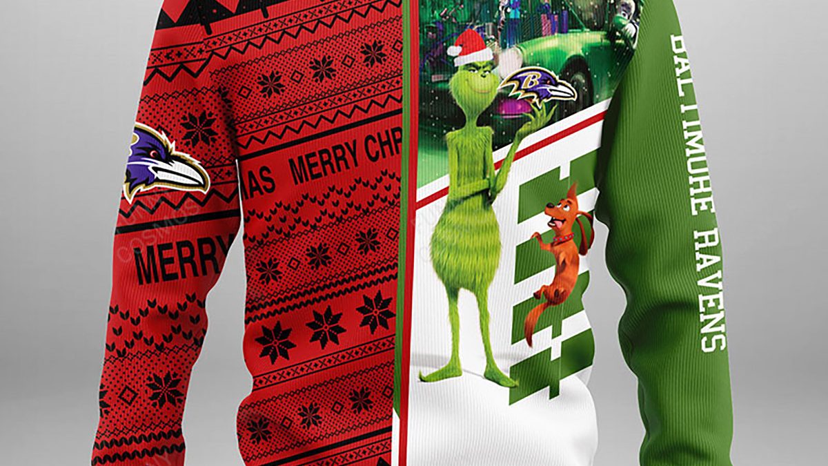 Baltimore Ravens Grinch Ugly Christmas Sweater