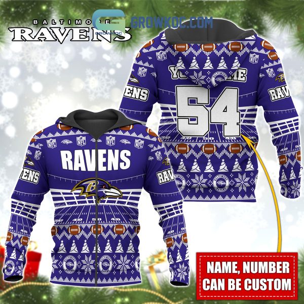 Baltimore Ravens NFL Christmas Personalized Hoodie Zipper Fleece Jacket
