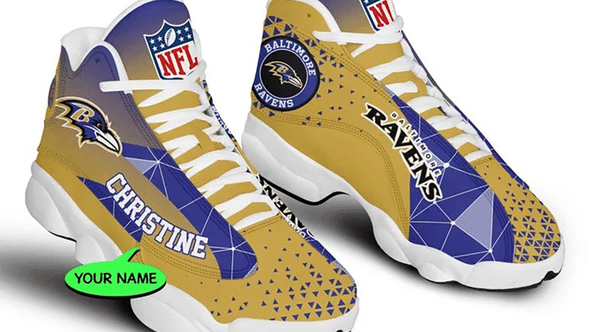 Baltimore Ravens NFL Personalized Air Jordan 13 Sport Shoes - Growkoc