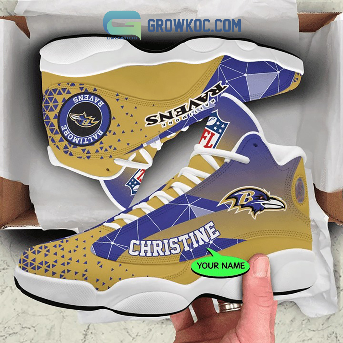 Baltimore Ravens Camo Pattern Air Jordan 13 Shoes For Fans