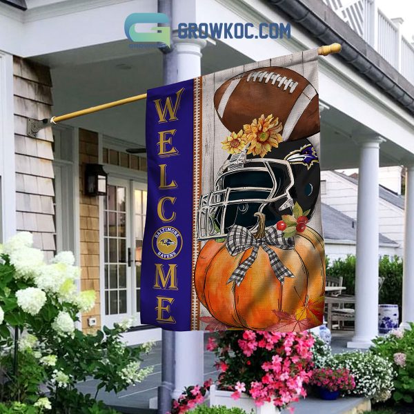 Baltimore Ravens NFL Welcome Fall Pumpkin Personalized House Garden Flag