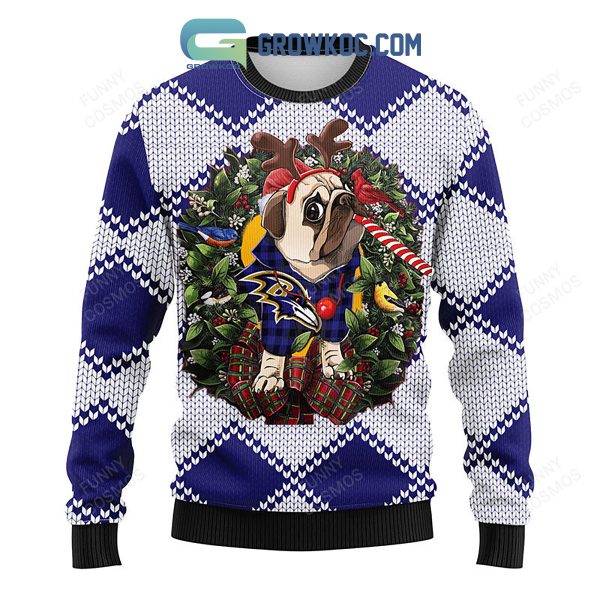 Baltimore Ravens Pub Dog Christmas Ugly Sweater - Growkoc