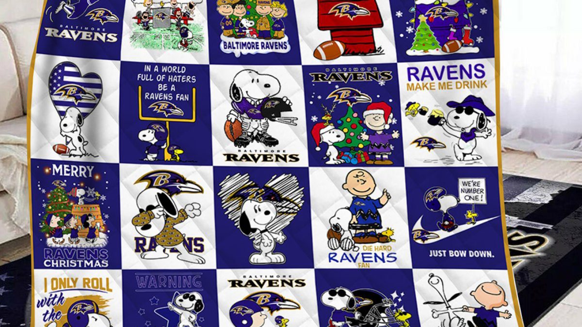 Baltimore Ravens Snoopy Funny Art For Chirstmas Fleece Blanket