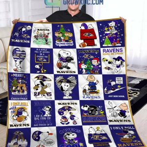 Baltimore Ravens Snoopy Funny Art For Chirstmas Fleece Blanket Quilt