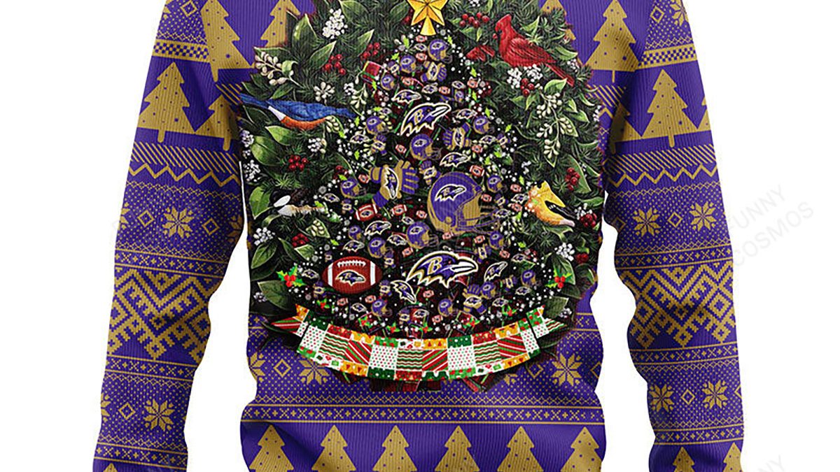 NFL Baltimore Ravens christmas tree ugly sweater - USALast